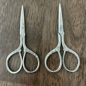 Lot Of 2- Vintage Style Unique Etched Scissors  - Small